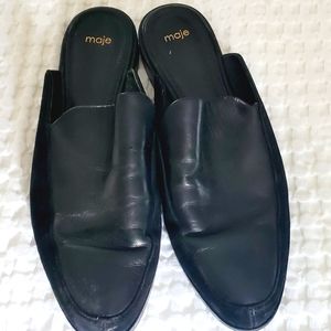 MAJE maje Black SUEDE & LEATHER MULES